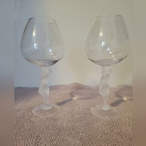 Bayel Crystal Bacchante Frosted Nude Stem Brandy Glasses